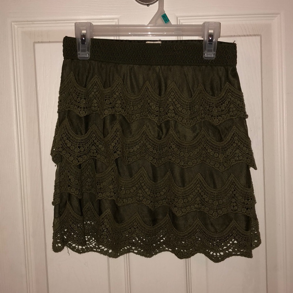 Green Mini Skirt Ruffles